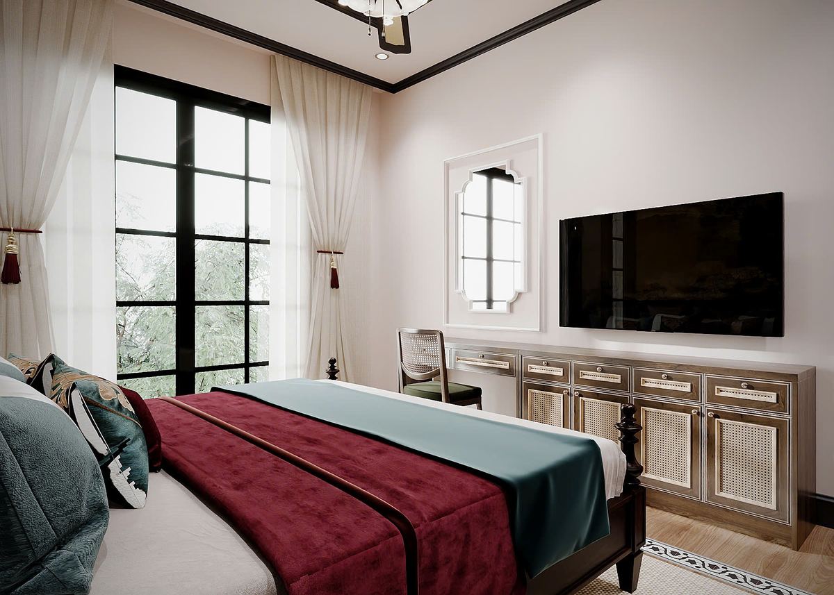 Góc nhìn phòng ngủ nhà Anh Khánh với cửa sổ lớn
